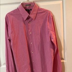 ExpressMX1 Pink And White Striped Dress Shirt Lrg